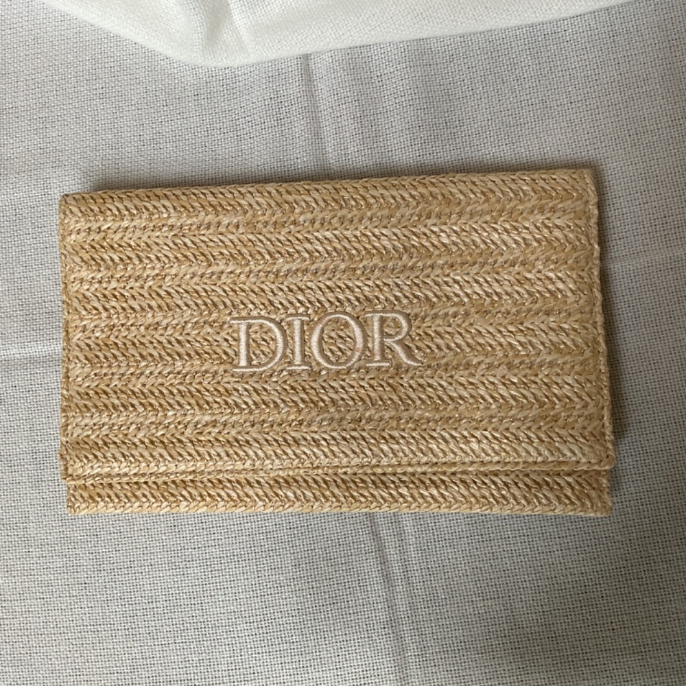 Dior raffia beauty clutch